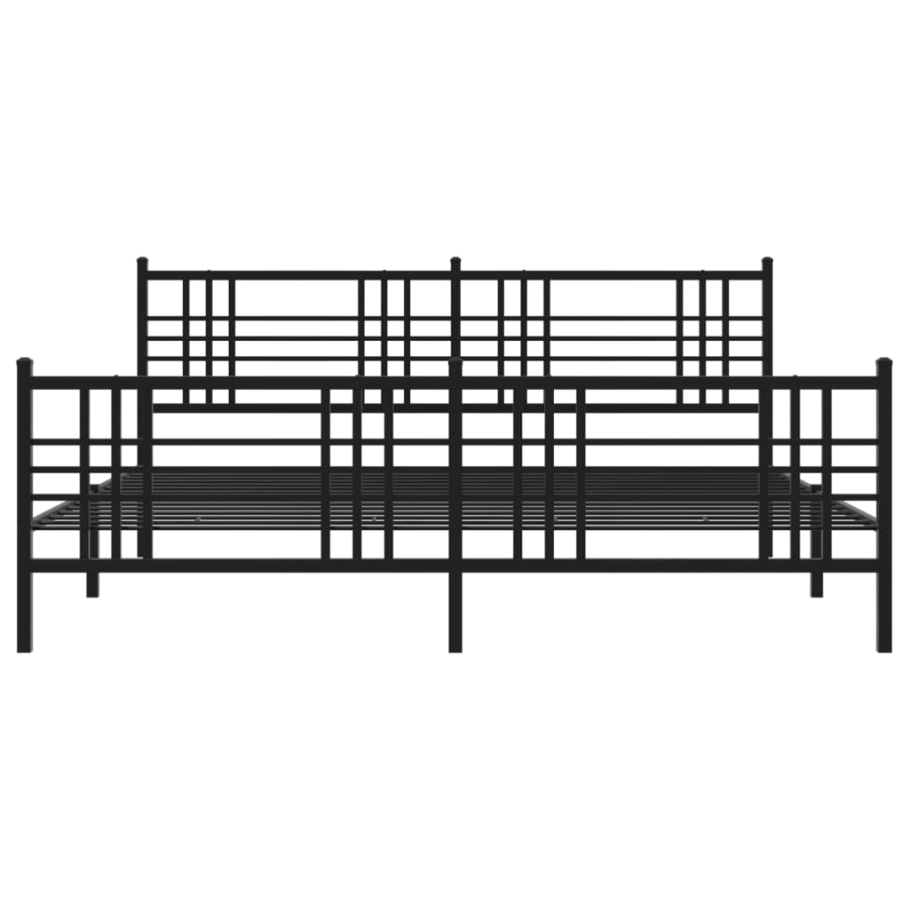 Metal Bed Frame without Mattress with Footboard Black 76"x79.9"