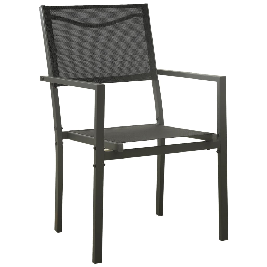 5 Piece Patio Dining Set Black Steel and Textilene