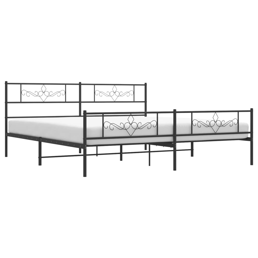 Metal Bed Frame without Mattress with Footboard Black 76"x79.9"