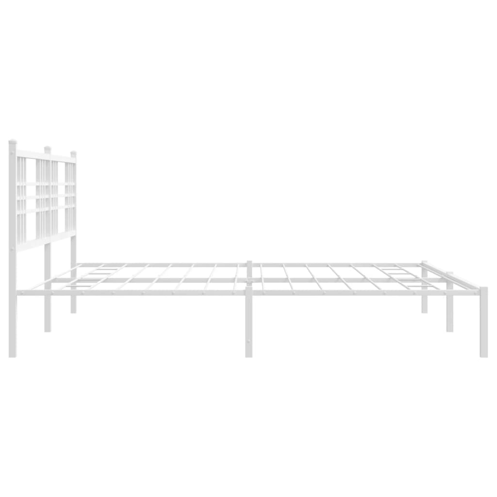 Metal Bed Frame without Mattress with Headboard White 76"x79.9"