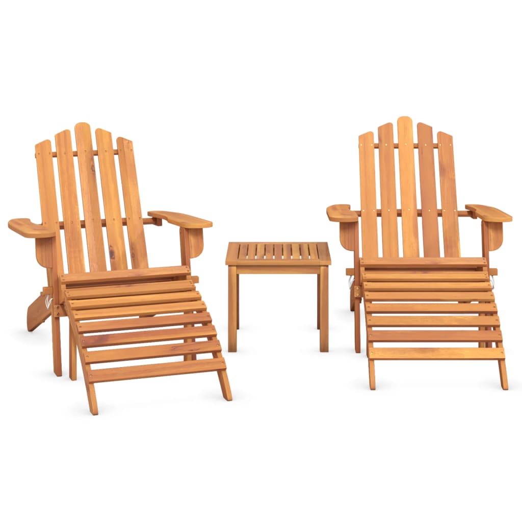 3 Piece Adirondack Patio Lounge Set Solid Wood Acacia