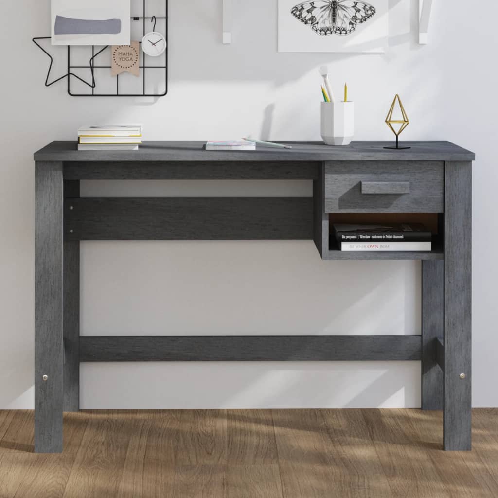 Desk HAMAR Dark Gray 43.3"x15.7"x29.5" Solid Wood Pine