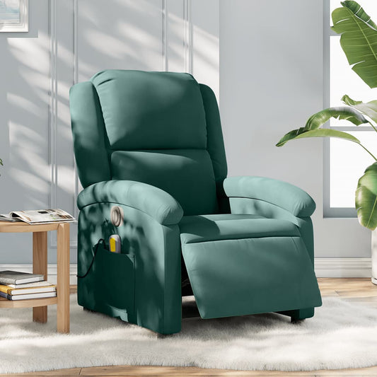 Electric Massage Recliner Chair Dark Green Velvet