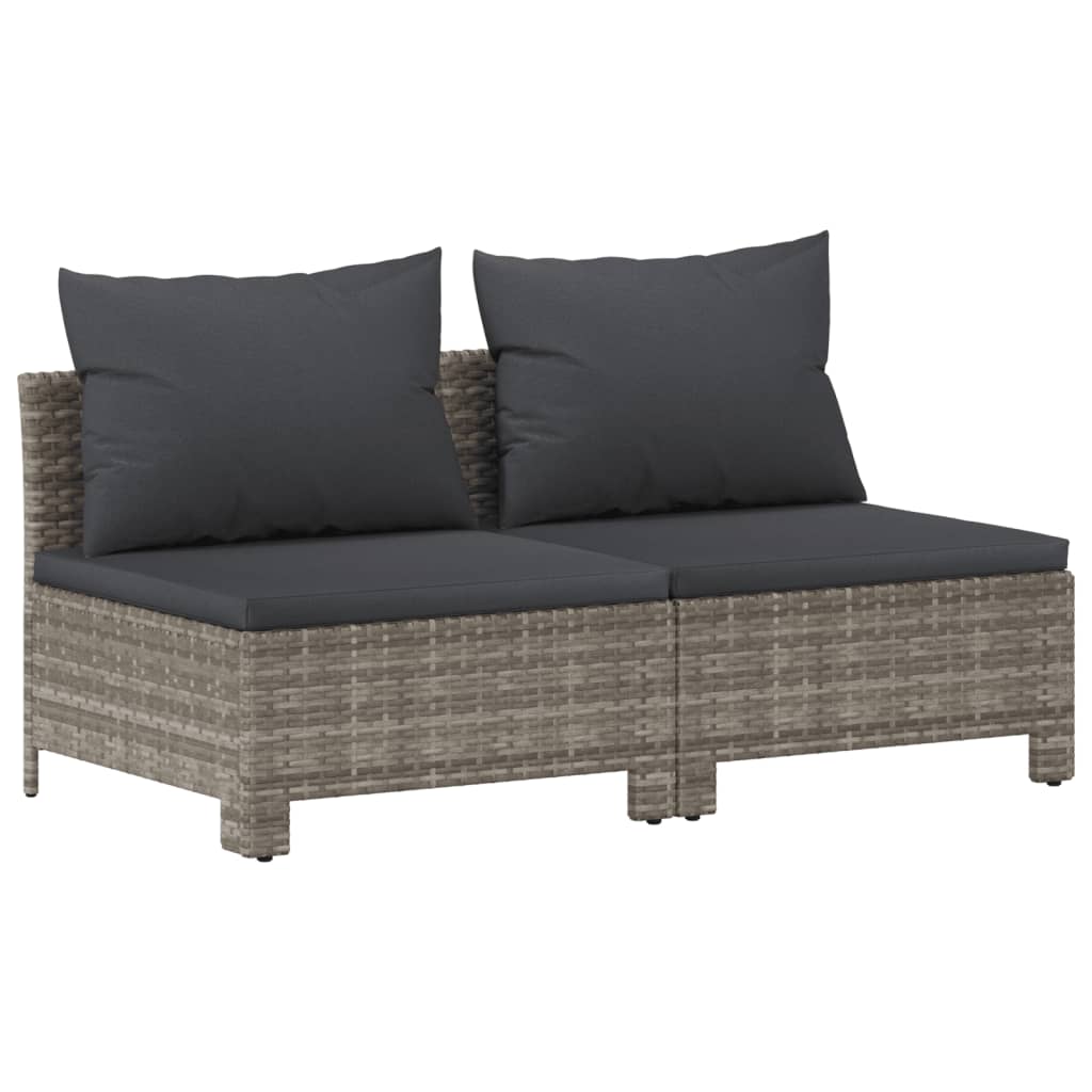 6 Piece Patio Lounge Set with Cushions Gray Poly Rattan