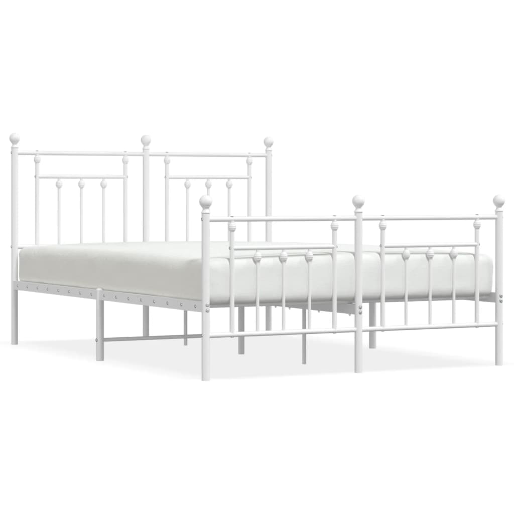 Metal Bed Frame without Mattress with Footboard White 59.1"x78.7"