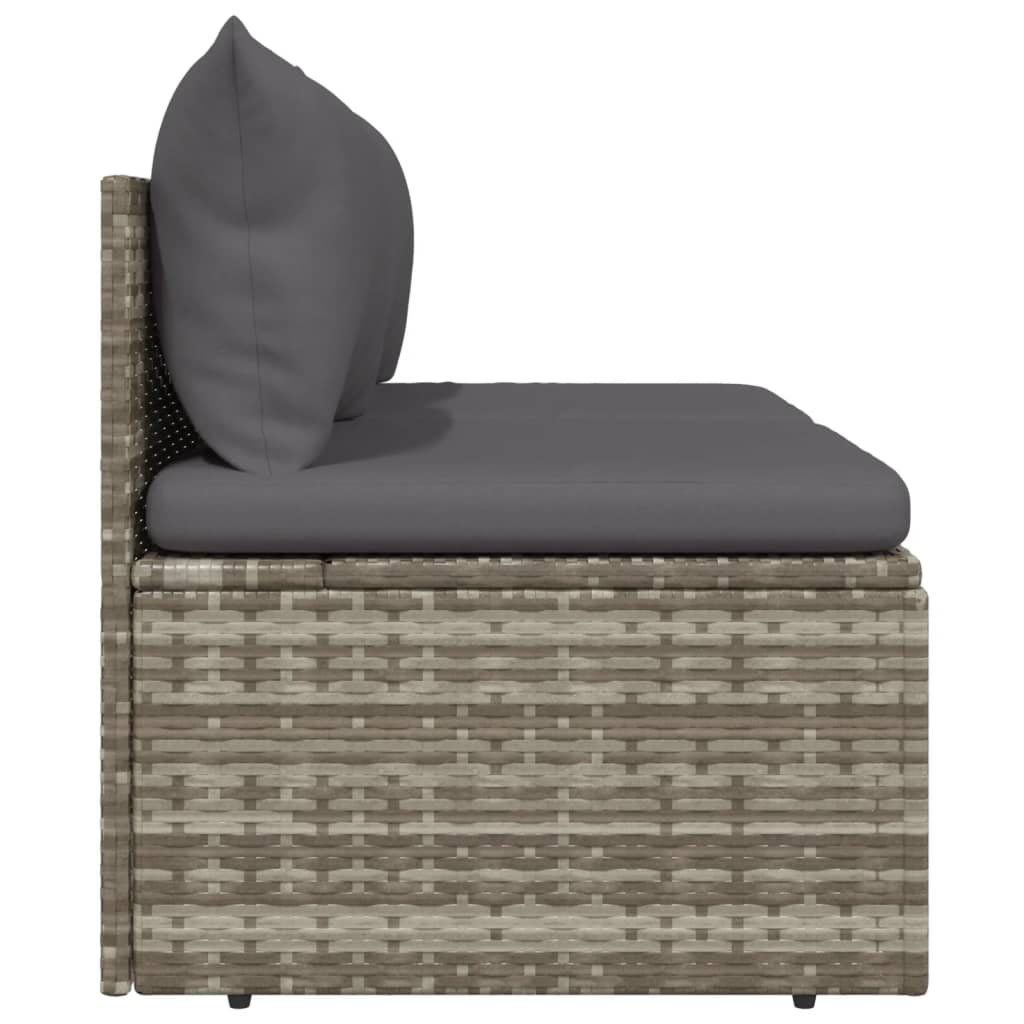 2-Seater Patio Sofa with Cushions Gray Poly Rattan