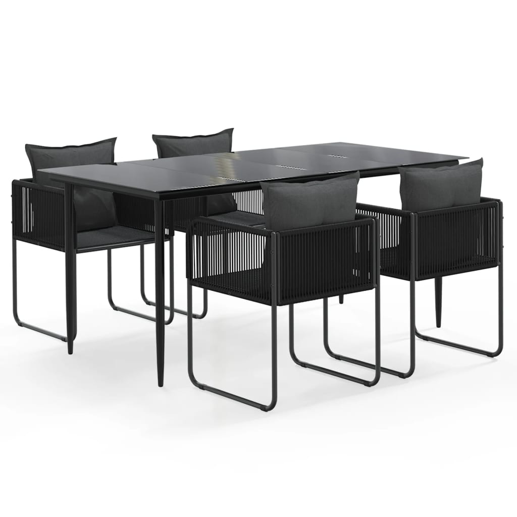 5 Piece Patio Dining Set Black