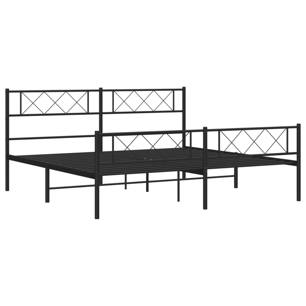 Metal Bed Frame without Mattress with Footboard Black 76"x79.9"