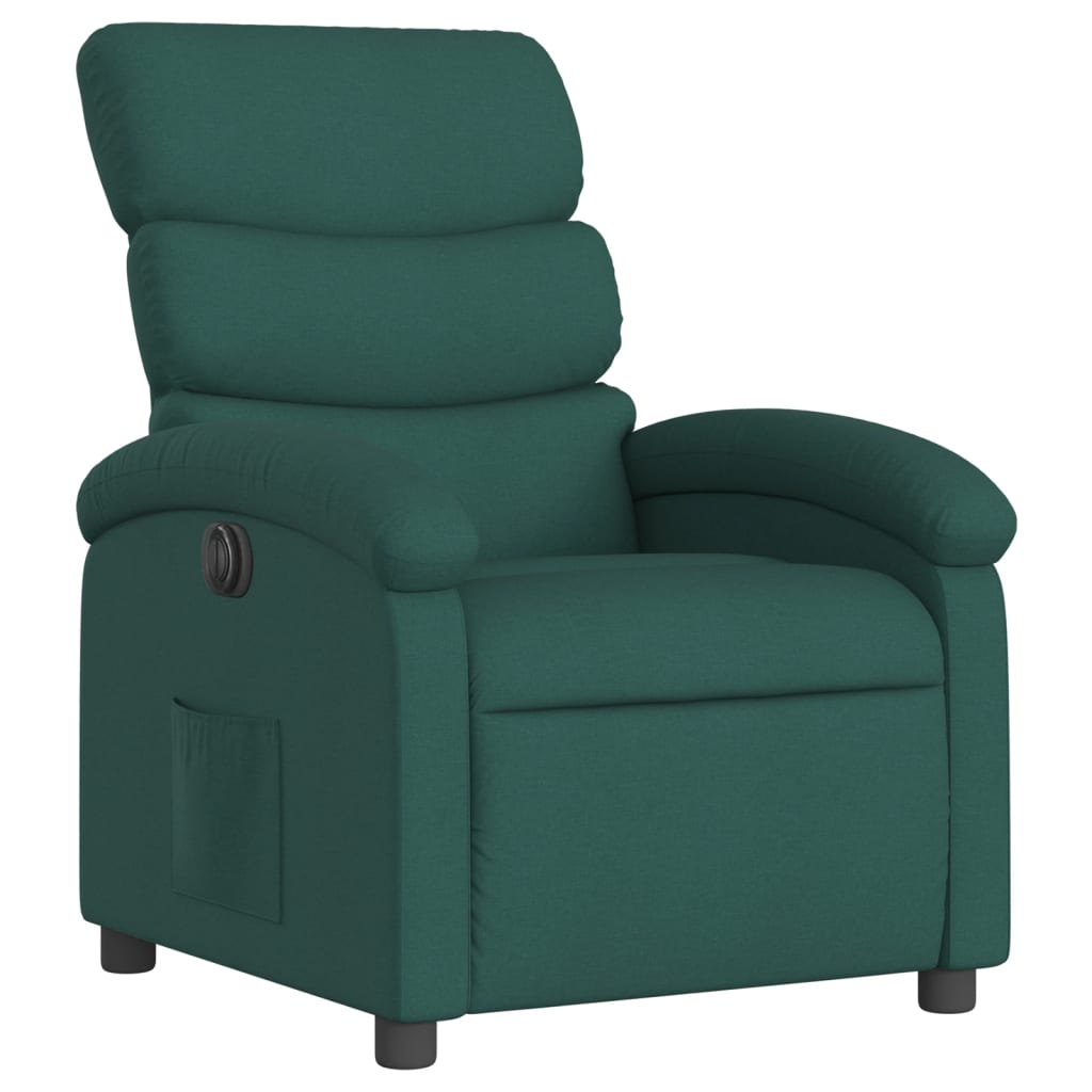 Electric Recliner Chair Dark Green Fabric