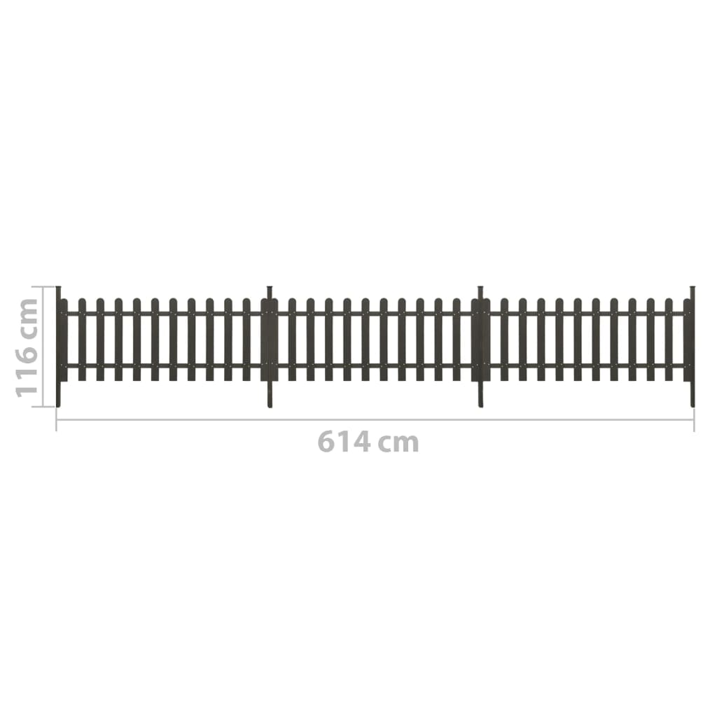 Picket Fence with Posts 3 pcs WPC 241.7"x31.5"