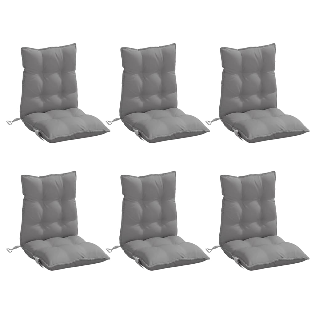 Lowback Chair Cushions 6 pcs Gray Oxford Fabric