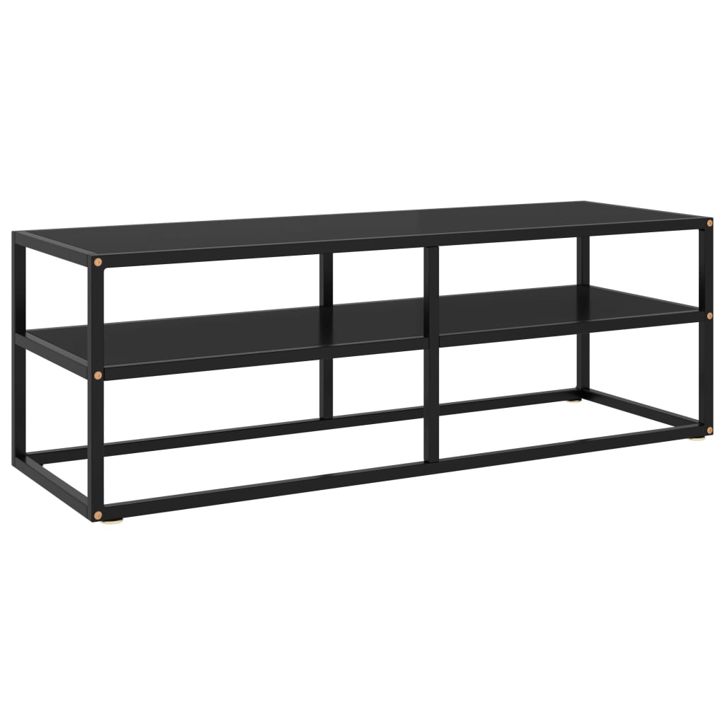 TV Stand Black with Tempered Glass 39.4"x15.7"x15.7"