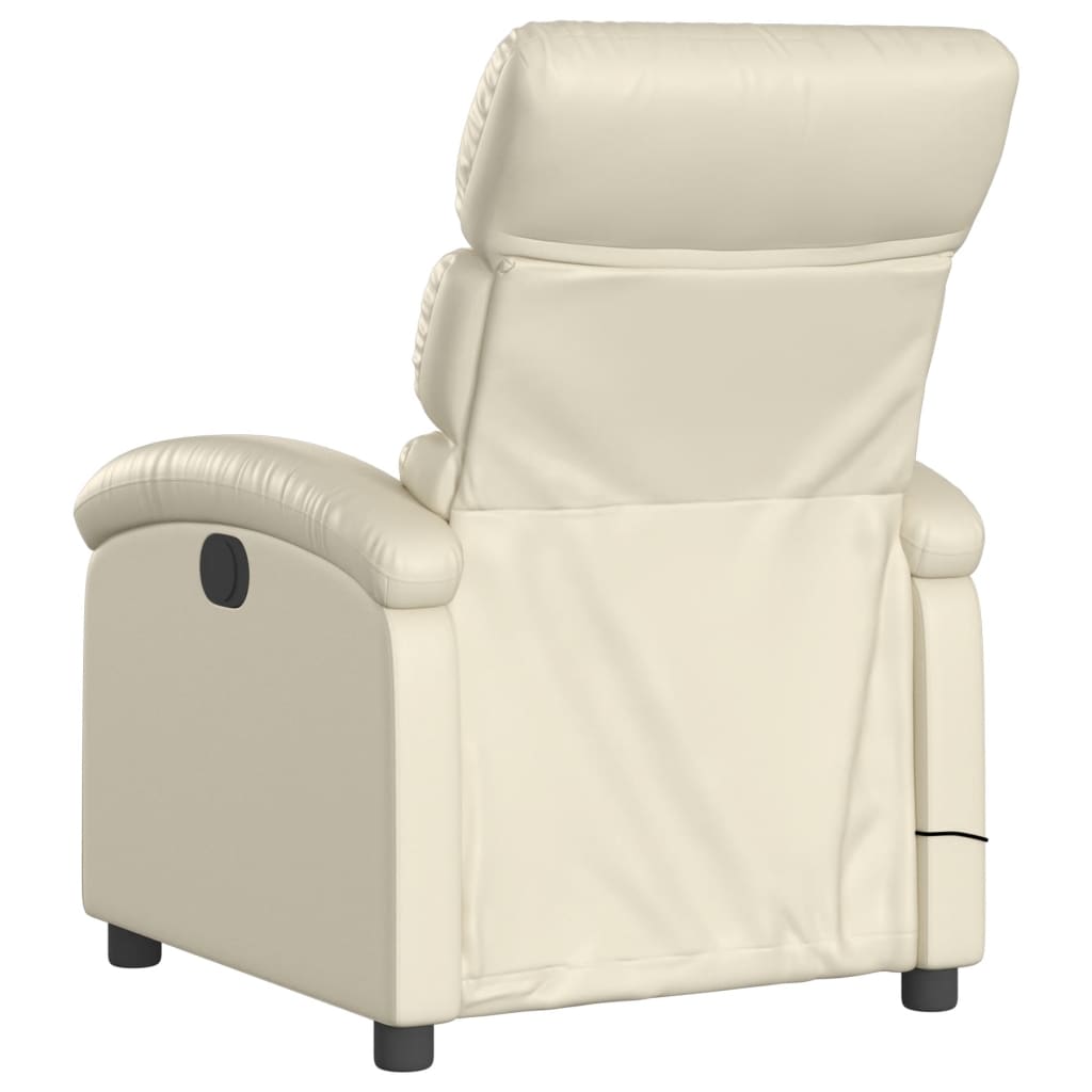 Electric Massage Recliner Chair Cream Faux Leather