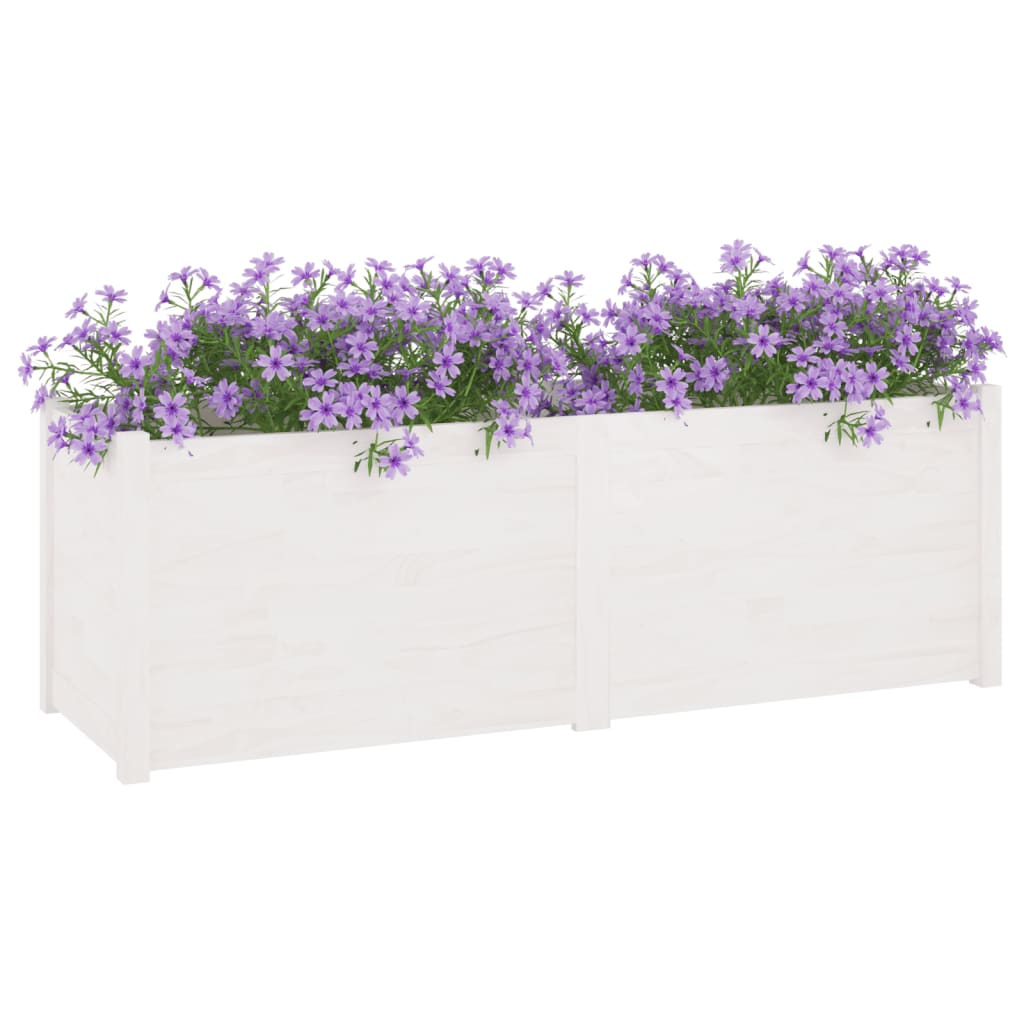 Garden Planter White 59.1"x19.7"x19.7" Solid Wood Pine