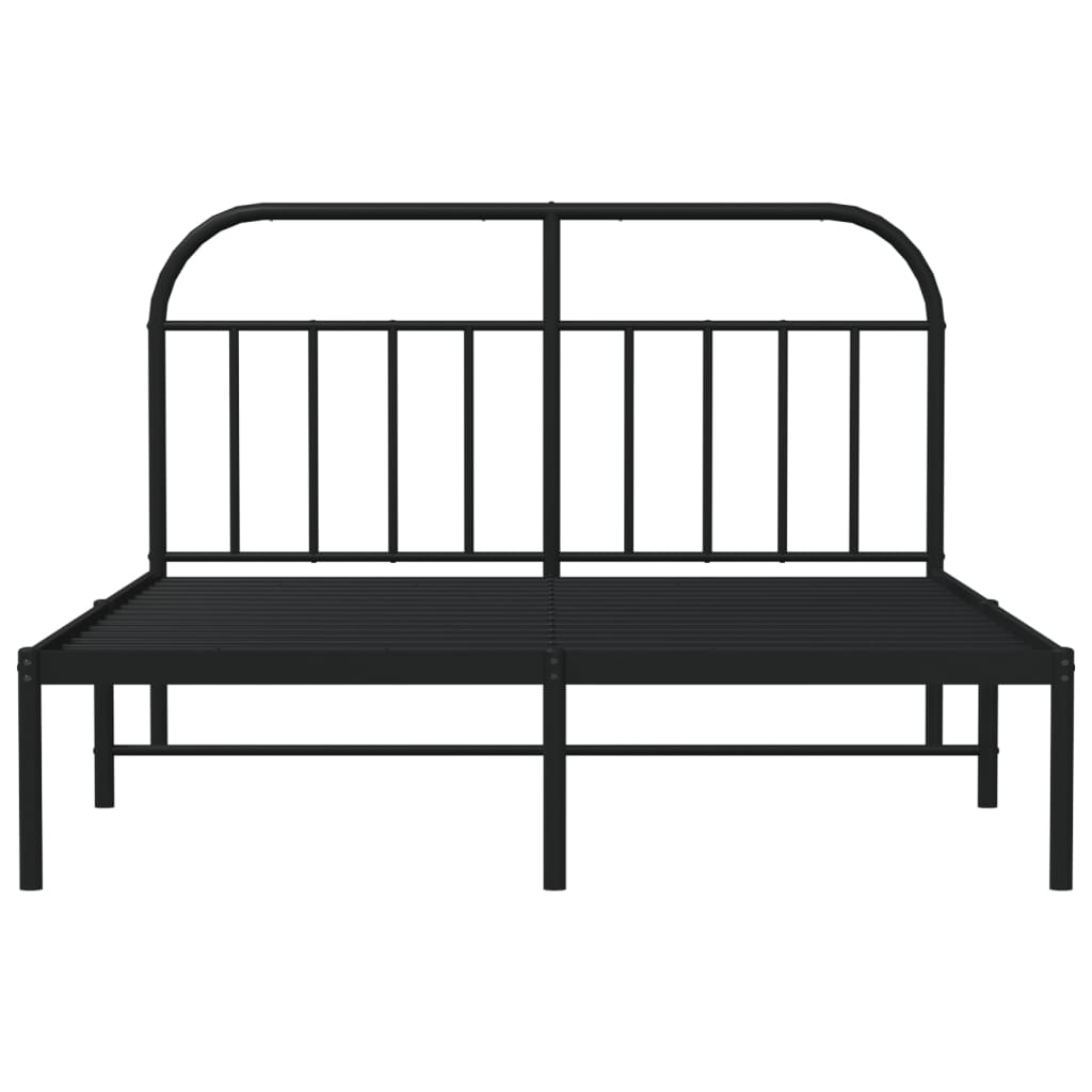 Metal Bed Frame without Mattress with Headboard Black 59.1"x78.7"