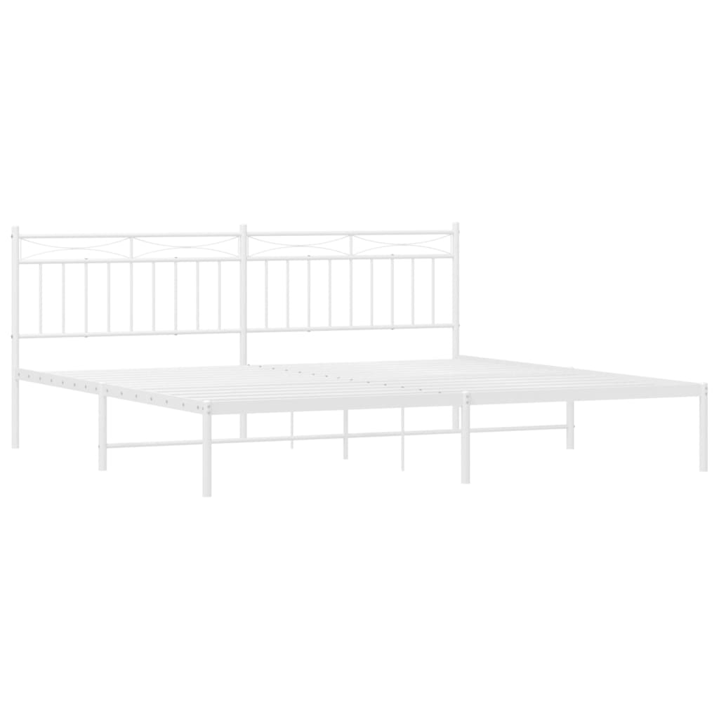 Metal Bed Frame without Mattress with Headboard White 76"x79.9"