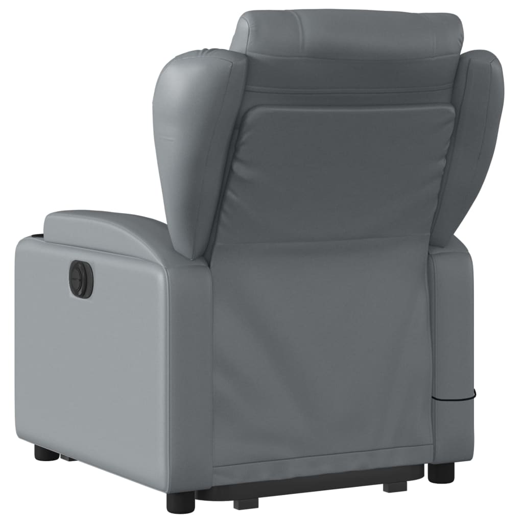 Electric Stand up Massage Recliner Chair Gray Faux Leather