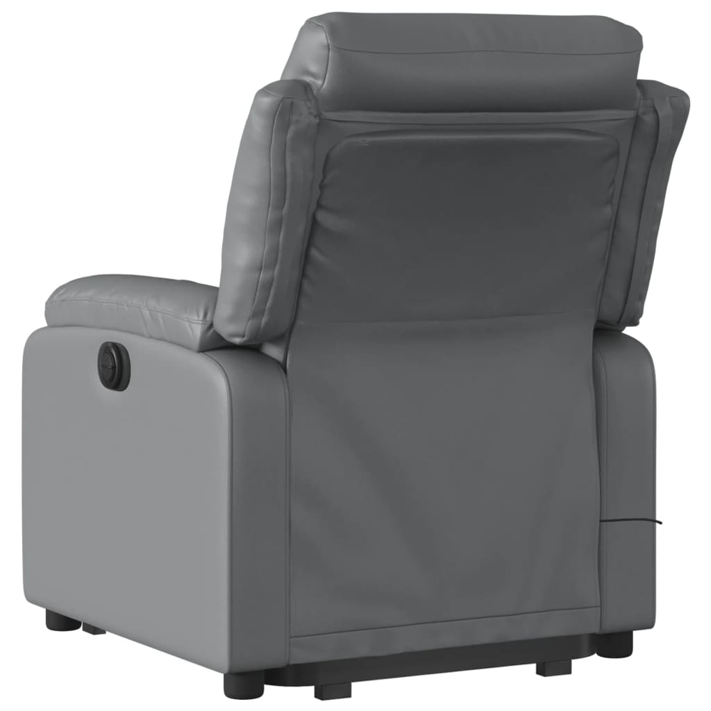 Electric Stand up Massage Recliner Chair Gray Faux Leather