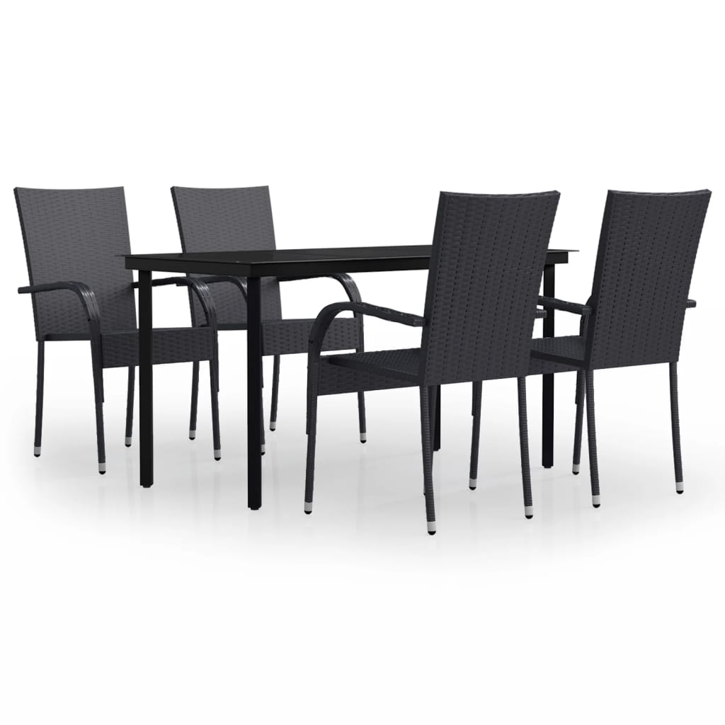 5 Piece Patio Dining Set Black