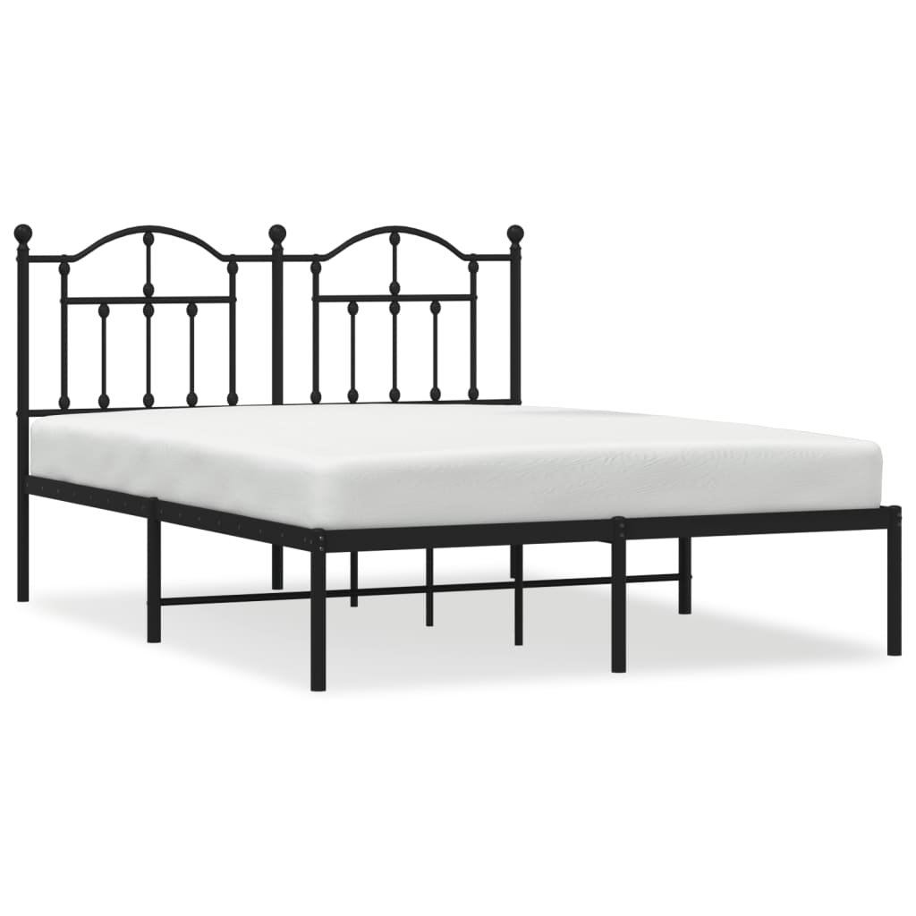 Metal Bed Frame without Mattress with Headboard Black 59.1"x78.7"