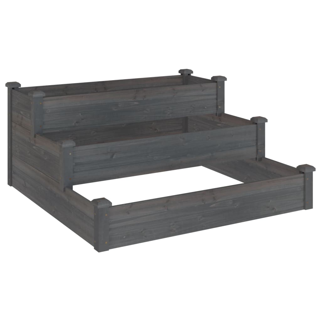 Garden Raised Bed Gray 47.2"x47.2"x22" Solid Wood Fir