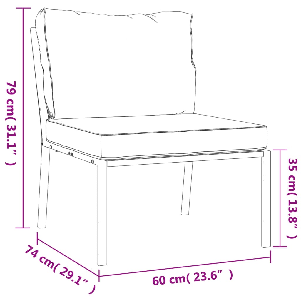 5 Piece Patio Lounge Set with Gray Cushions Steel