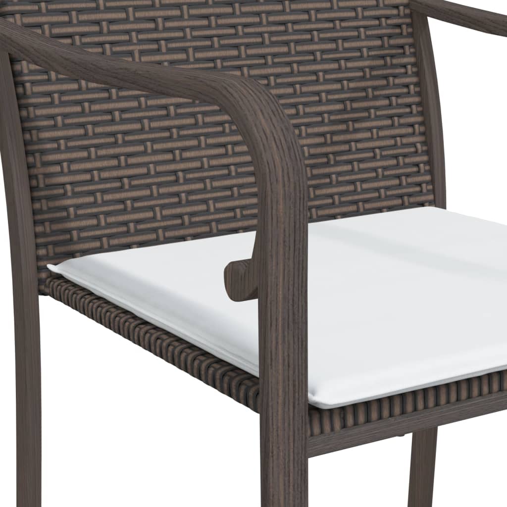 5 Piece Patio Dining Set with Cushions Poly Rattan and Steel