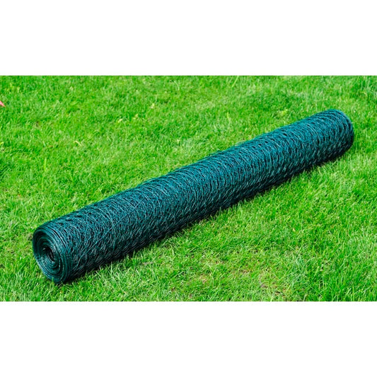 Chicken Wire Fence with PVC Coating 82'x1.6' Green