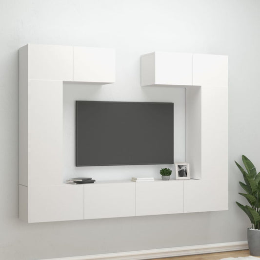 6 Piece TV Stand Set White Engineered Wood