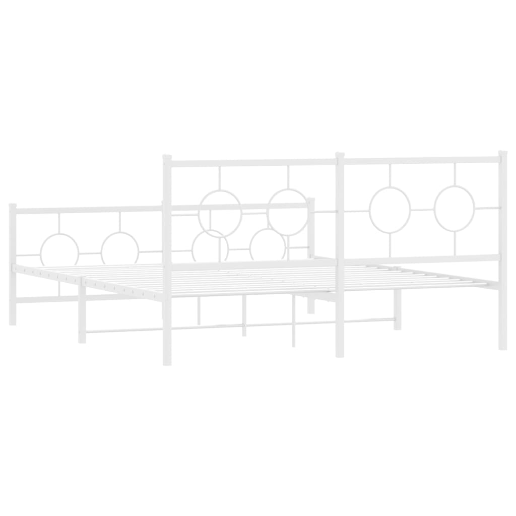 Metal Bed Frame without Mattress with Footboard White 59.1"x78.7"