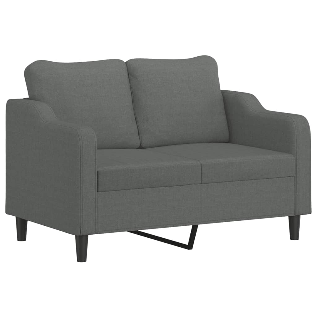 2 Piece Sofa Set with Cushions Dark Gray Fabric