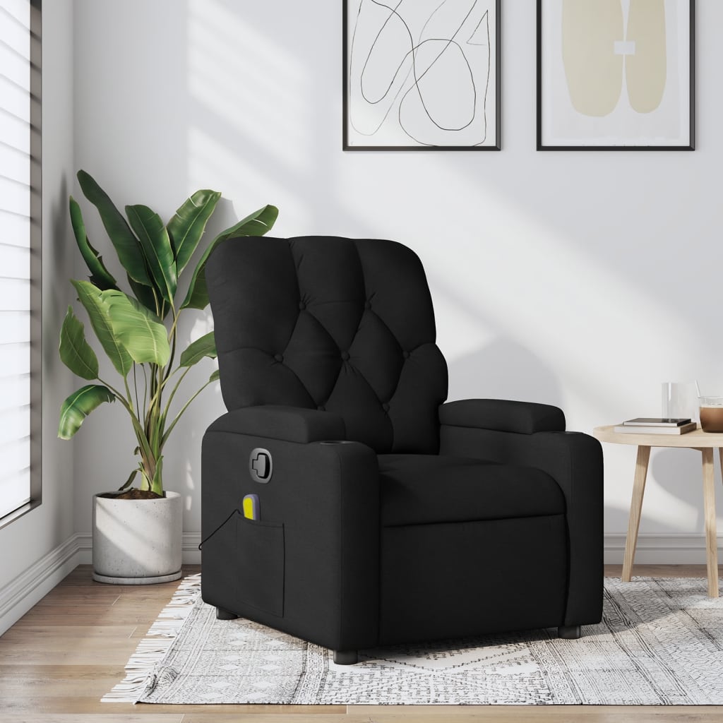 Massage Recliner Chair Black Fabric