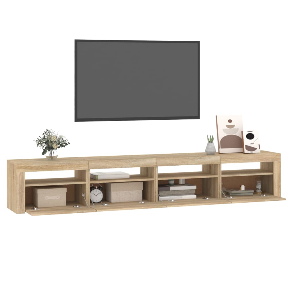 TV Stand with LED Lights Sonoma Oak 94.5"x13.8"x15.7"