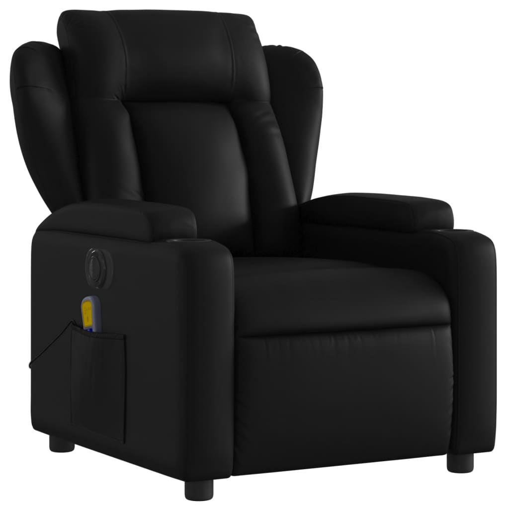 Electric Massage Recliner Chair Black Faux Leather