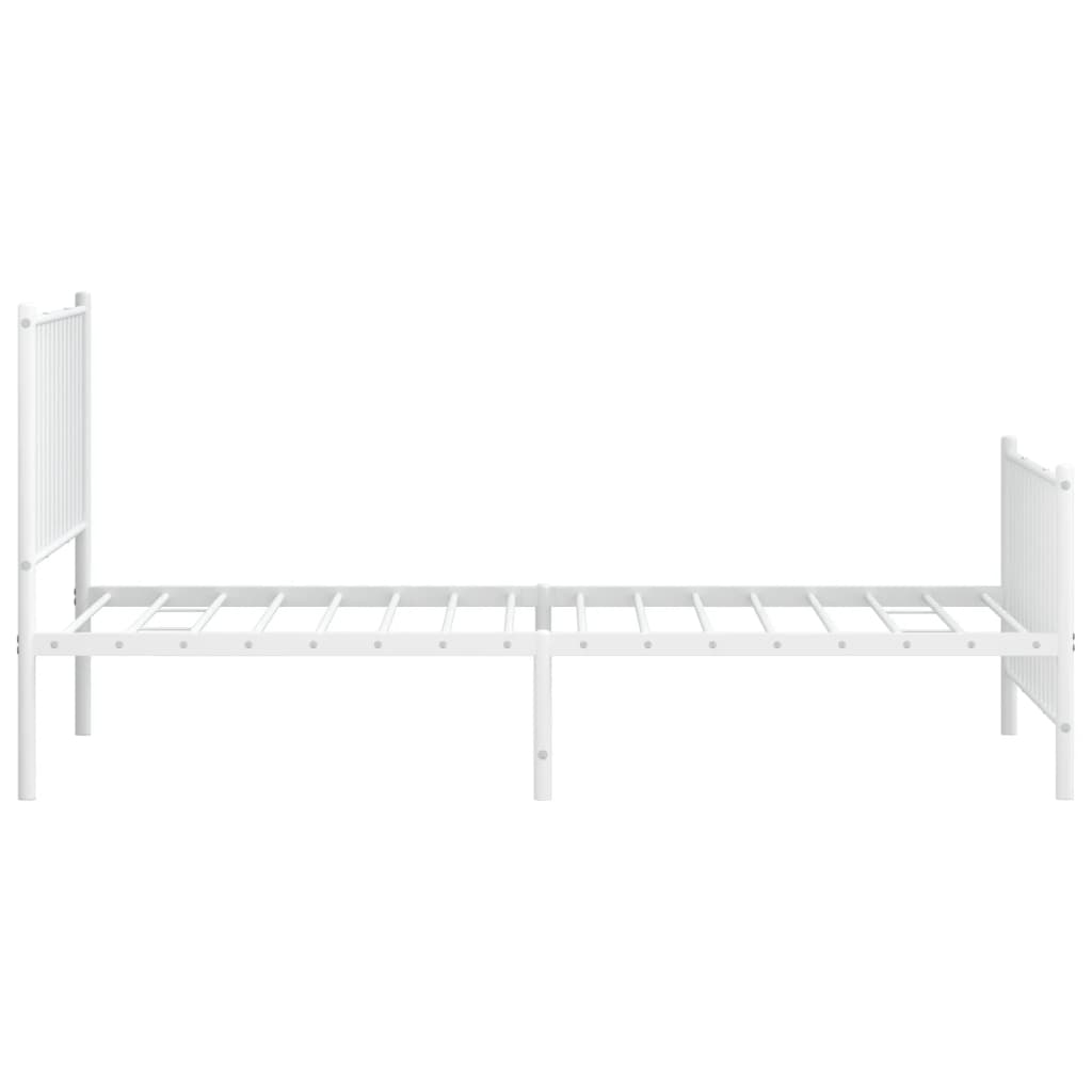 Metal Bed Frame without Mattress with Footboard White 39.4"x74.8"