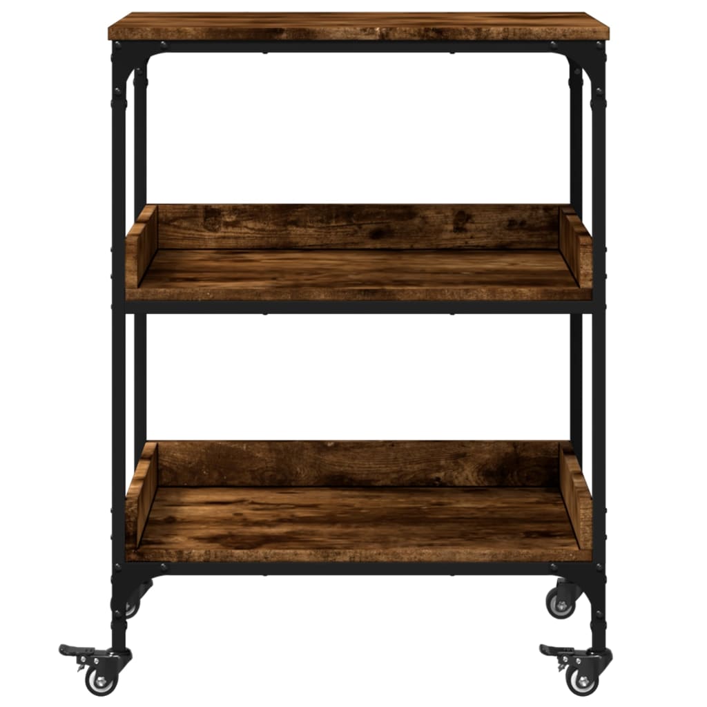 Kitchen Trolley Smoked Oak 23.6"x16.1"x31.7" Engineered Wood