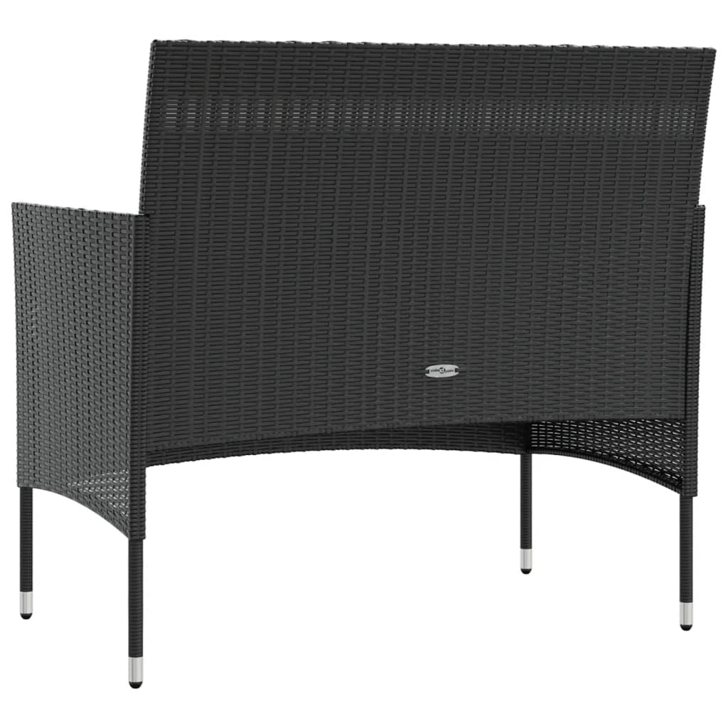 8 Piece Patio Lounge Set with Cushions Poly Rattan Black