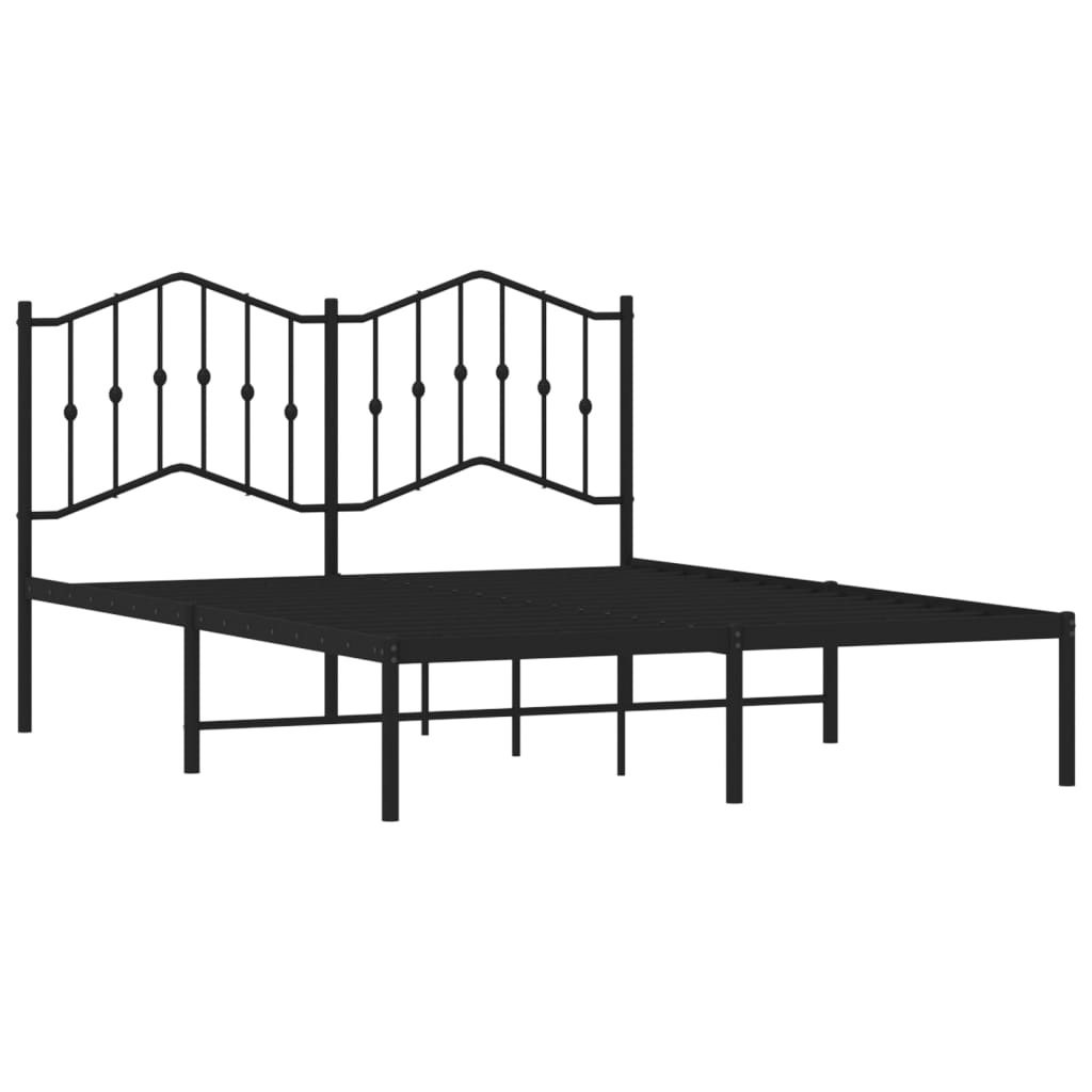 Metal Bed Frame without Mattress with Headboard Black 59.1"x78.7"