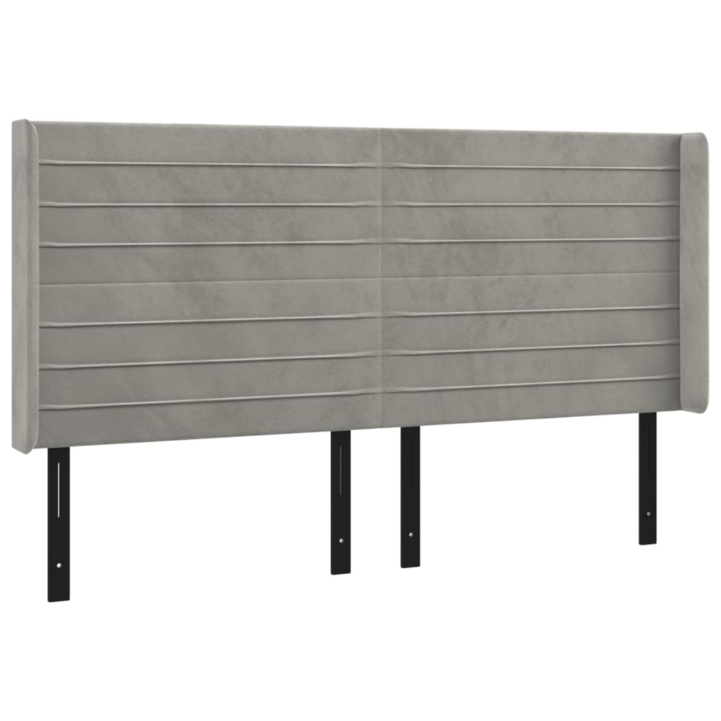 LED Headboard Light Gray 79.9"x6.3"x46.5"/50.4" Velvet