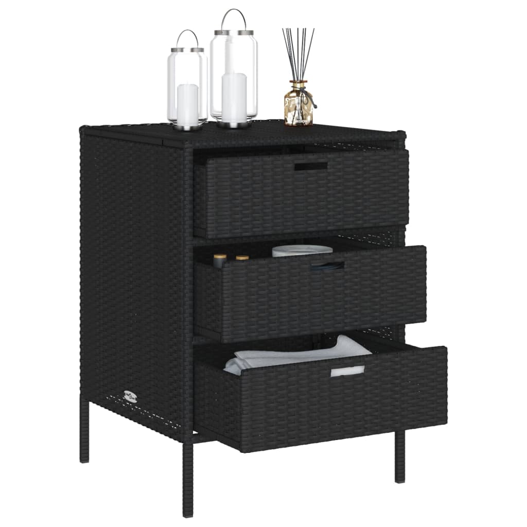 Patio Storage Cabinet Black 21.7"x23.2"x31.5" Poly Rattan