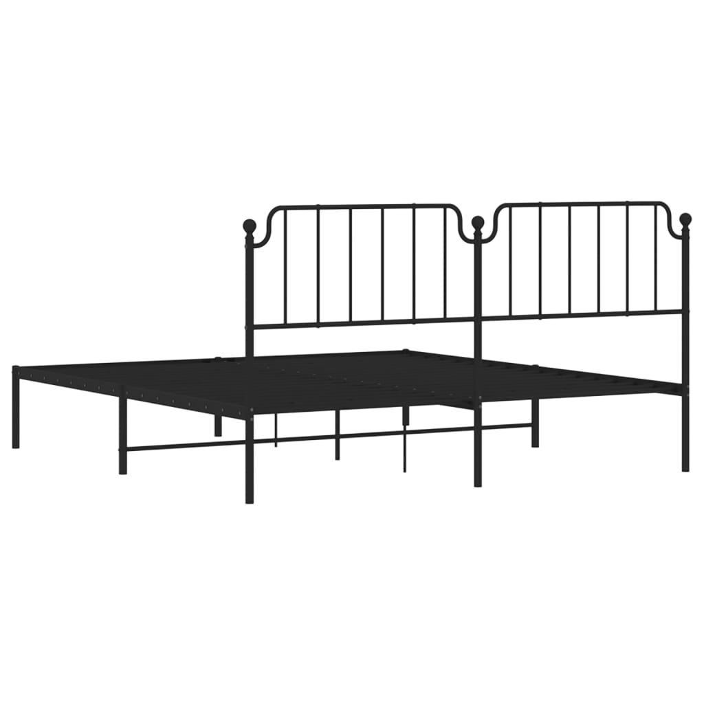 Metal Bed Frame without Mattress with Headboard Black 72"x83.9"