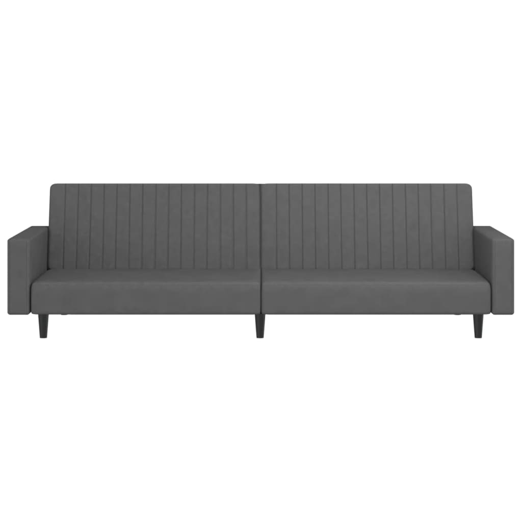 2-Seater Sofa Bed Dark Gray Velvet