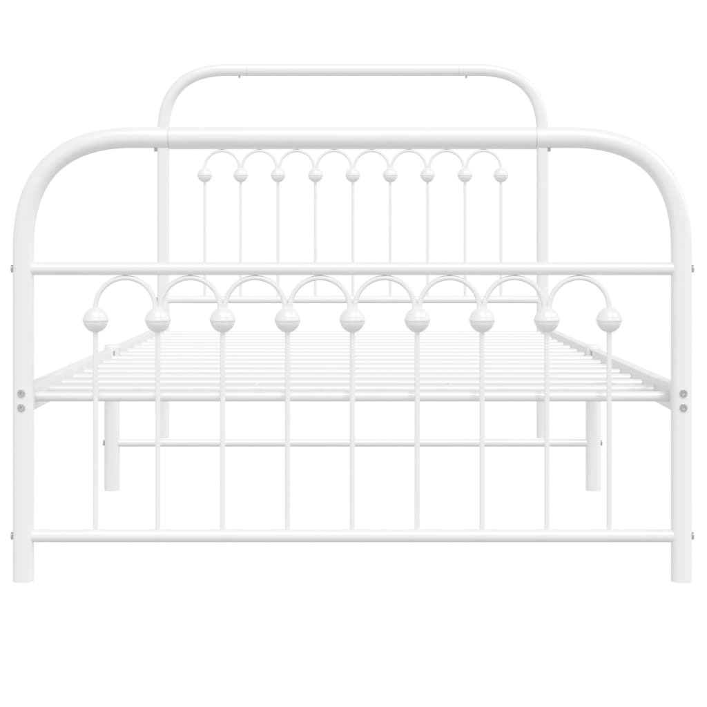 Metal Bed Frame without Mattress with Footboard White 39.4"x78.7"