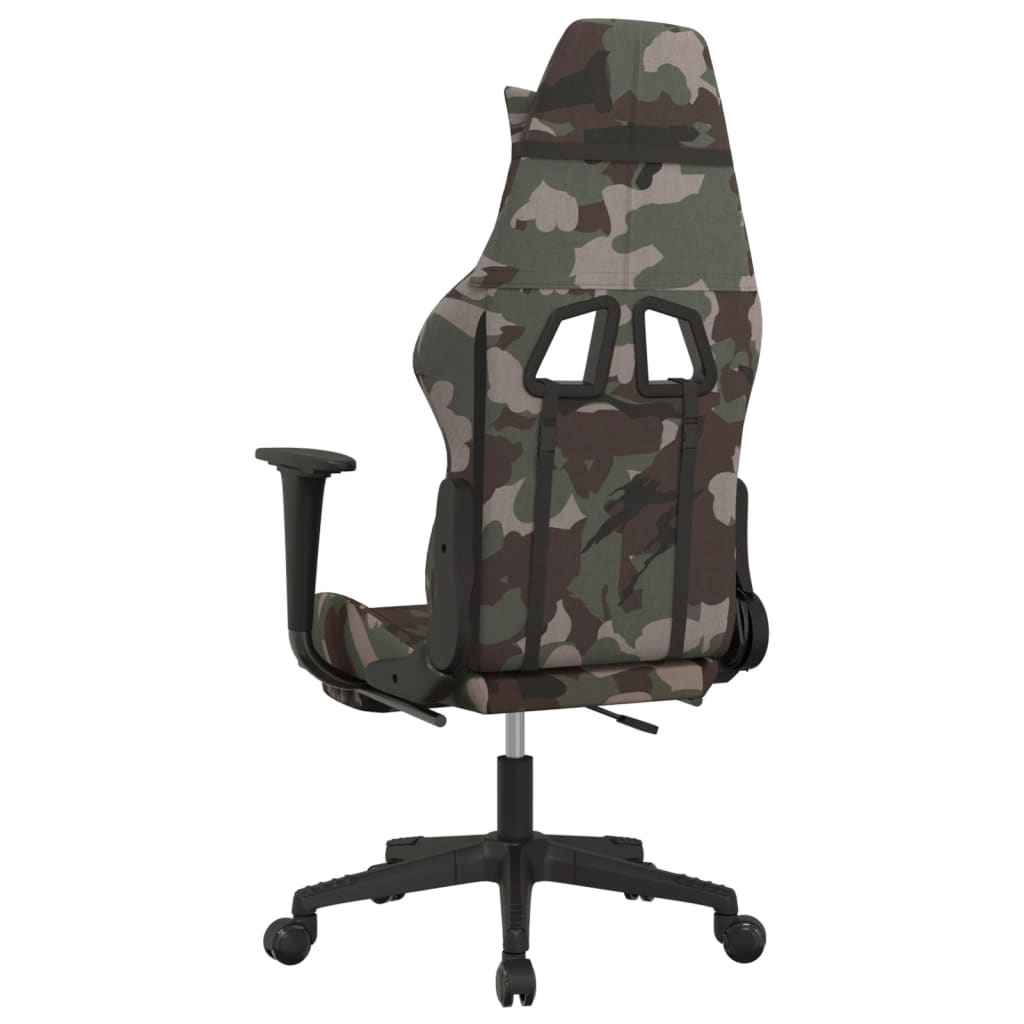 Massage Gaming Chair with Footrest Black and Camouflage Fabric