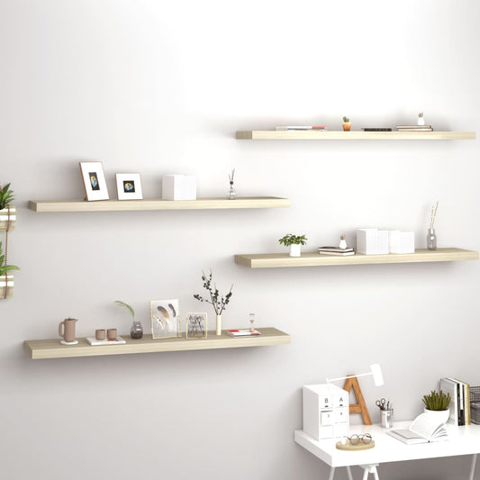 Floating Wall Shelves 4 pcs Oak 47.2"x9.3"x1.5" MDF