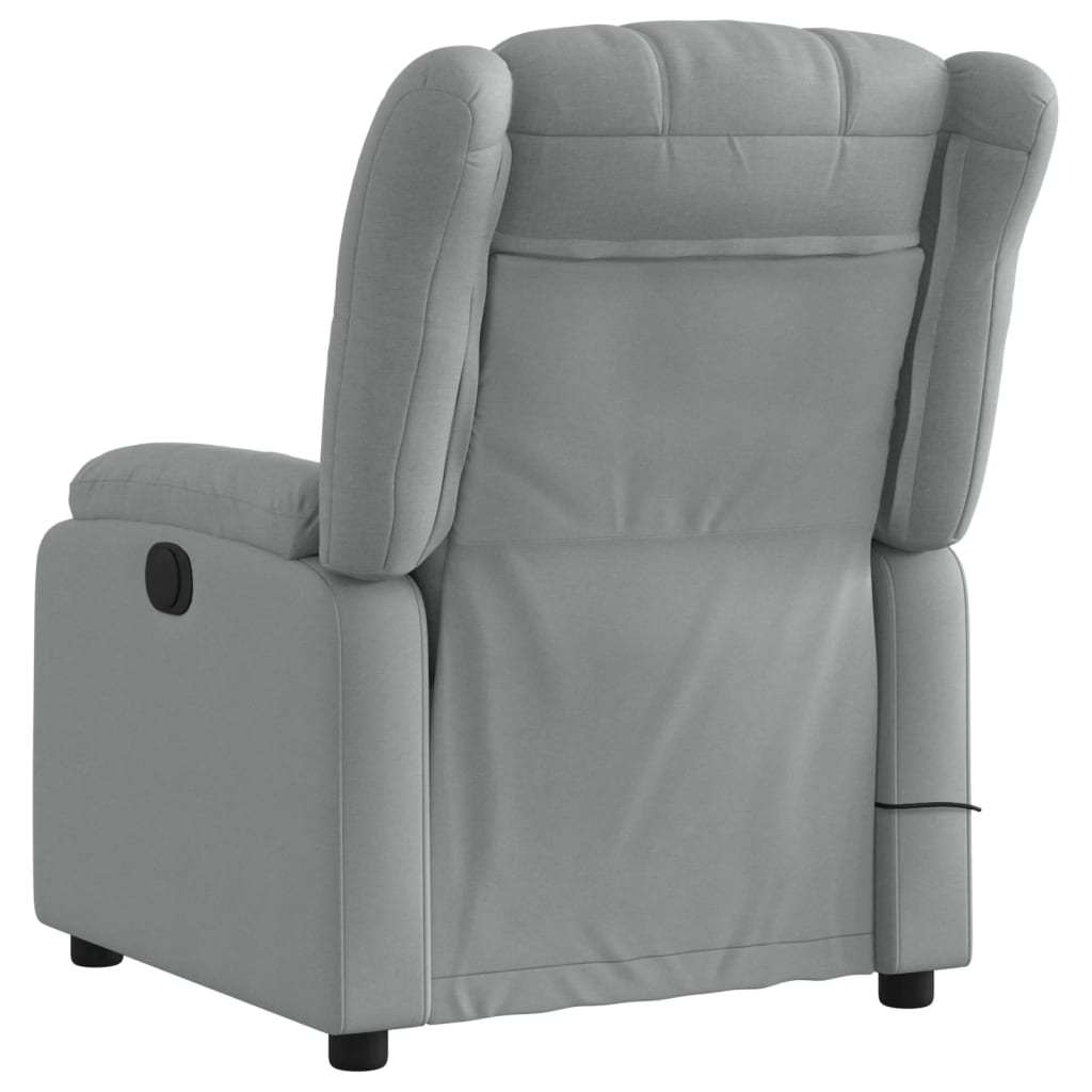 Electric Massage Recliner Chair Light Gray Fabric