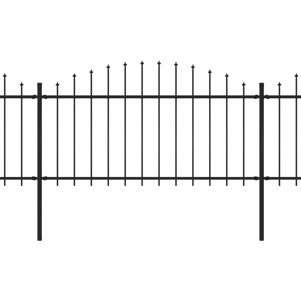 Garden Fence with Spear Top Steel 44.6' Black