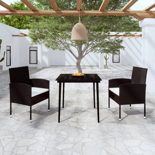 3 Piece Patio Dining Set Black