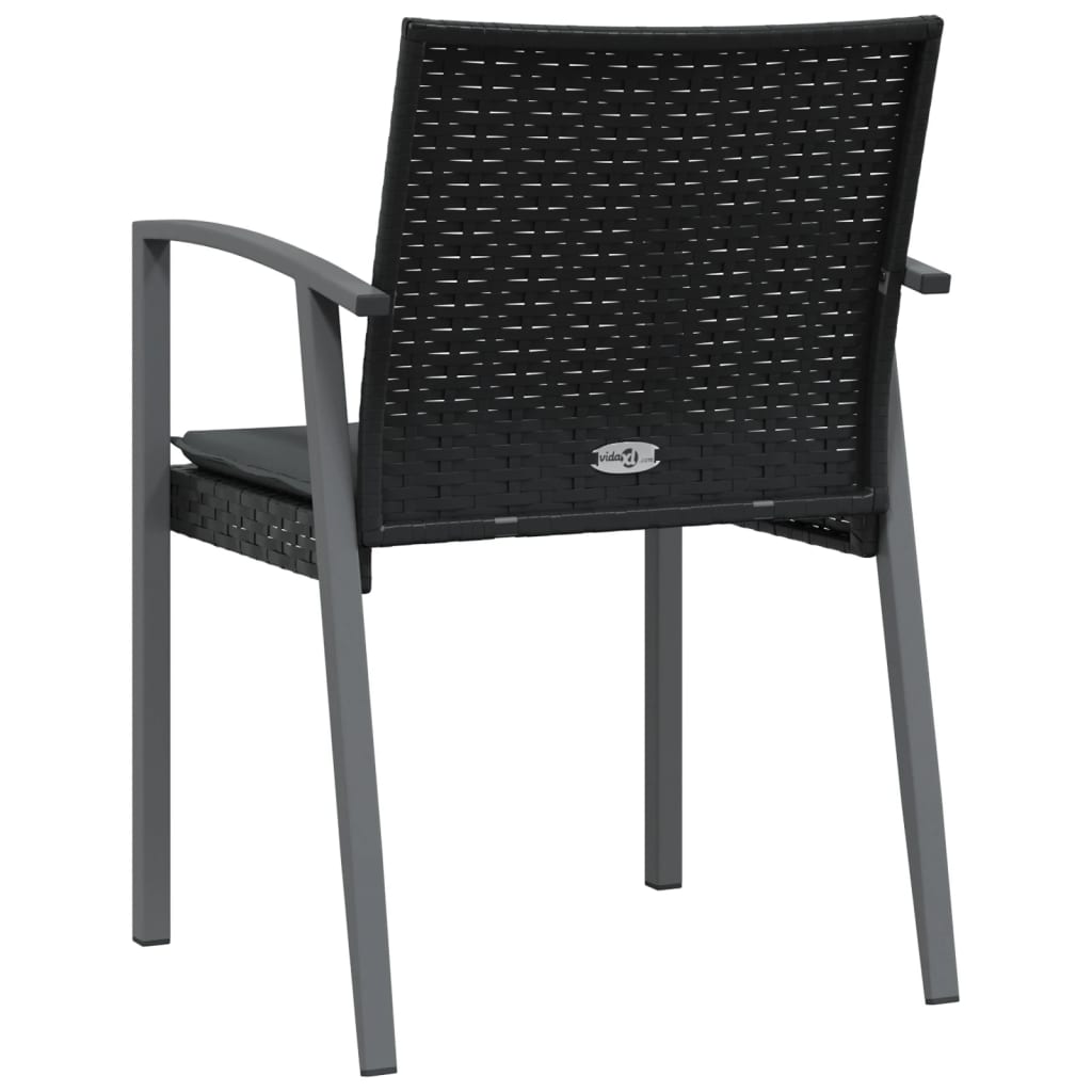 Patio Chairs with Cushions 2 pcs Black 22.2"x22.4"x32.7" Poly Rattan