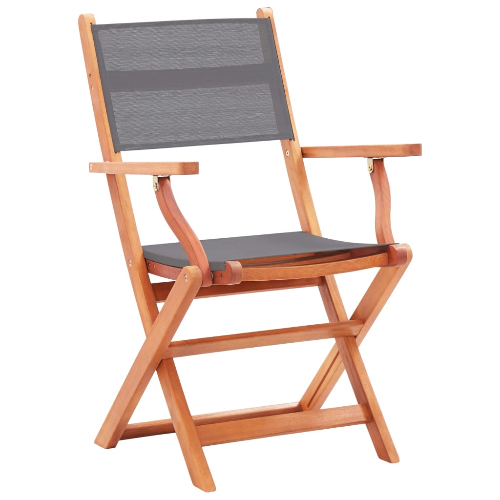 Folding Patio Chairs 2 pcs Solid Eucalyptus Wood&Textilene